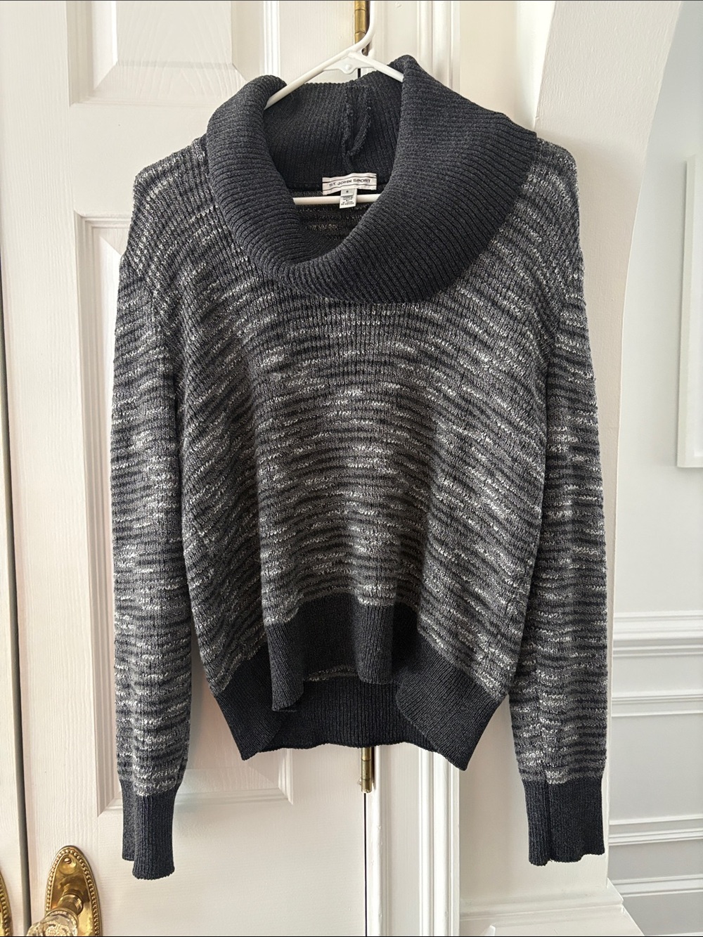 St. John Sport black and gray marled knit sweater Small